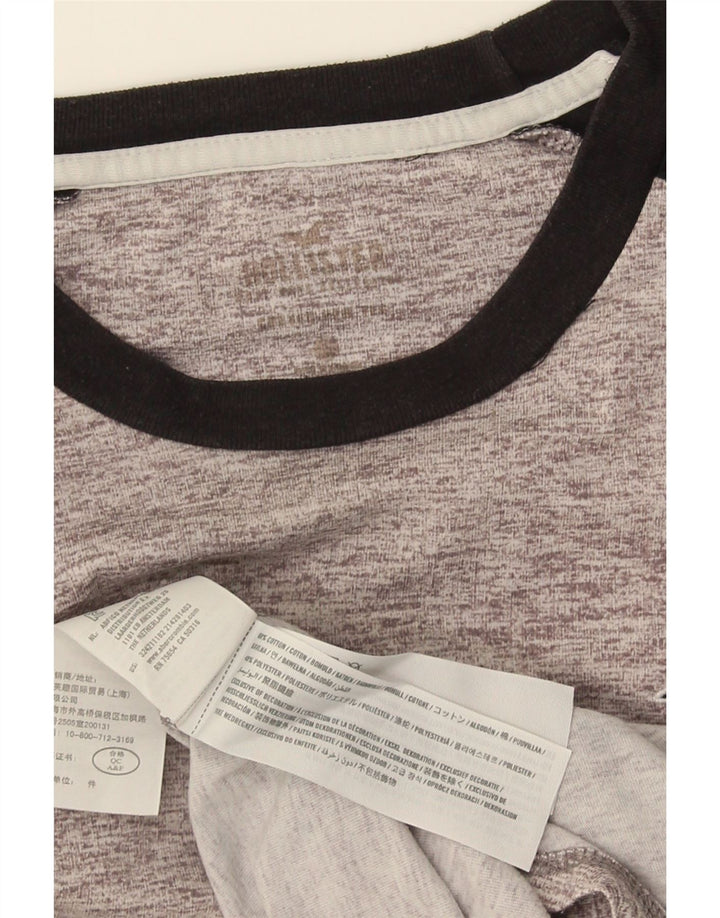 Мужской топ с рисунком Hollister, длинный рукав, средний серый хлопок с цветными блоками