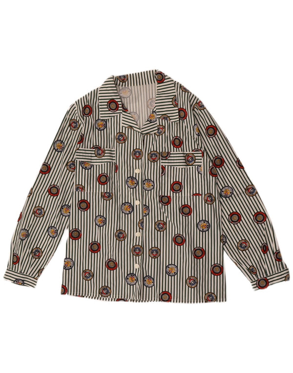 Винтажная женская рубашка с рисунком UK 14, средняя разноцветная полоска