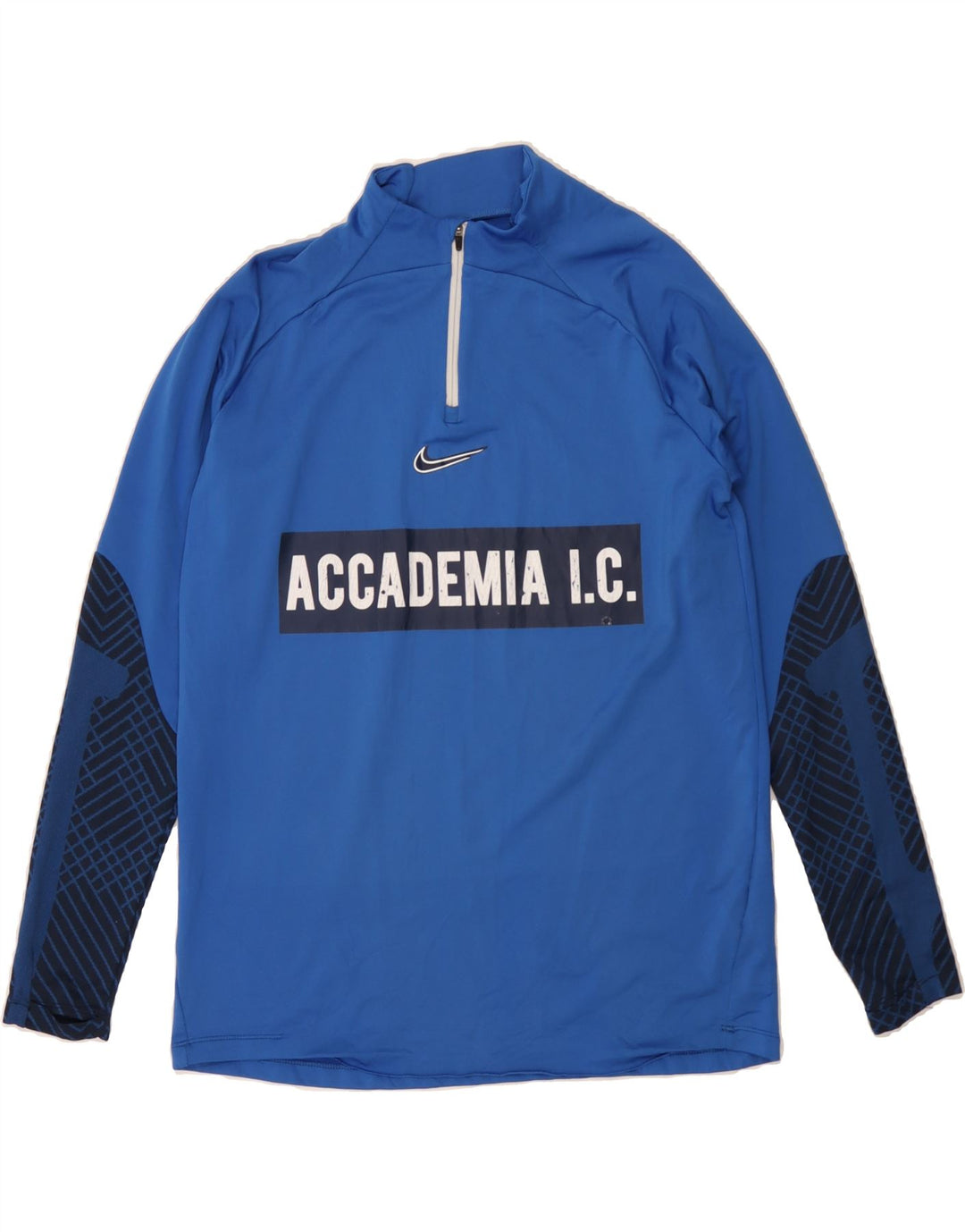 NIKE Mens Dri Fit Graphic Pullover Tracksuit Top Large Blue Colourblock Vintage Nike and Second-Hand Nike from Messina Hembry 