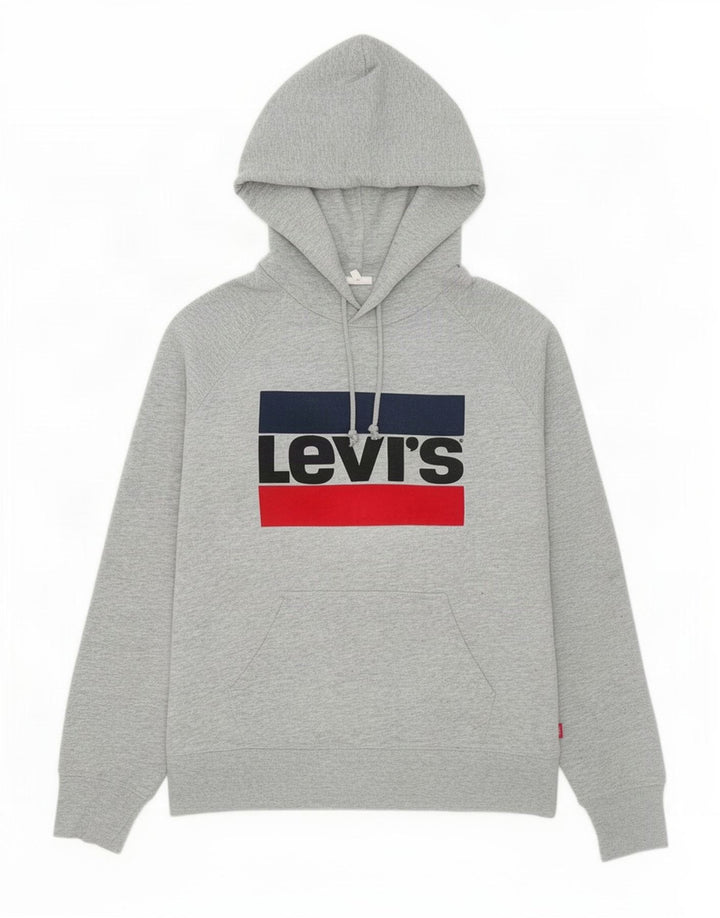 Мужской джемпер с капюшоном Levi's, маленький серый, хлопковый