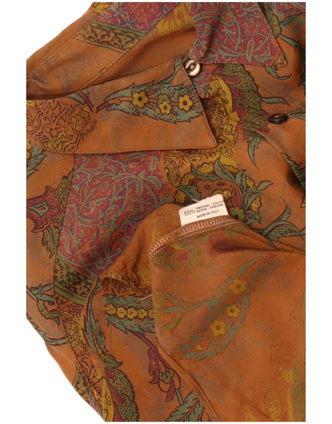 Винтажная мужская рубашка, большая коричневая вискоза с цветочным принтом