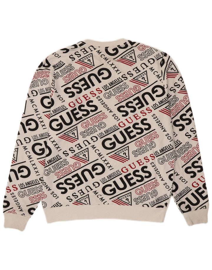 Мужской свитшот Guess с рисунком, хлопковый джемпер среднего размера, белый цвет