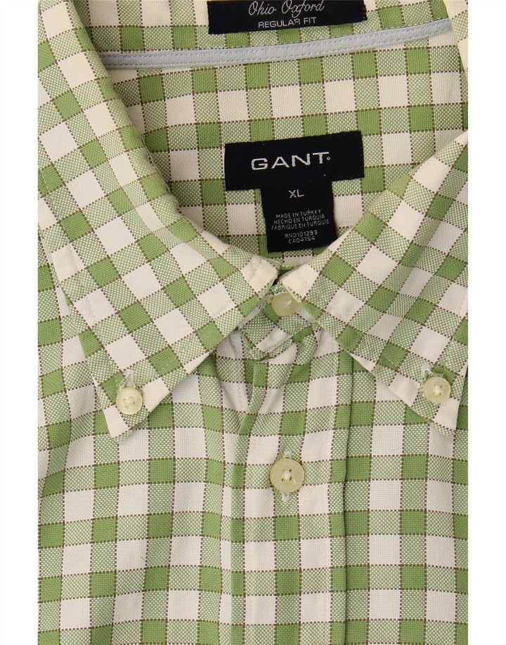 Мужская рубашка стандартного кроя Gant XL, зеленая хлопковая клетка в мелкую клетку
