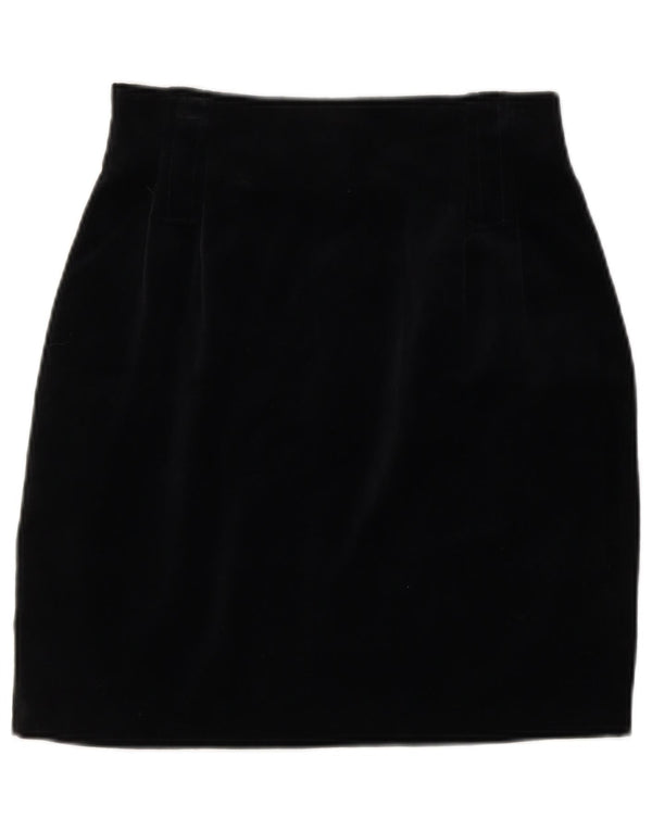 VINTAGE Womens Pencil Skirt Small W24 Black Cotton