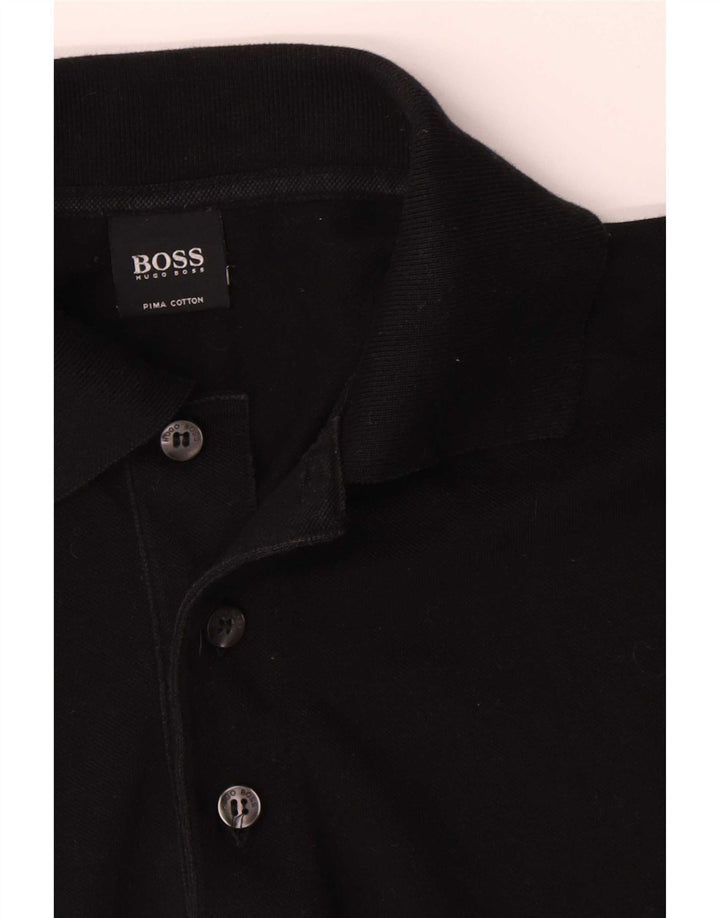 Мужская рубашка поло Hugo Boss, средний черный хлопок