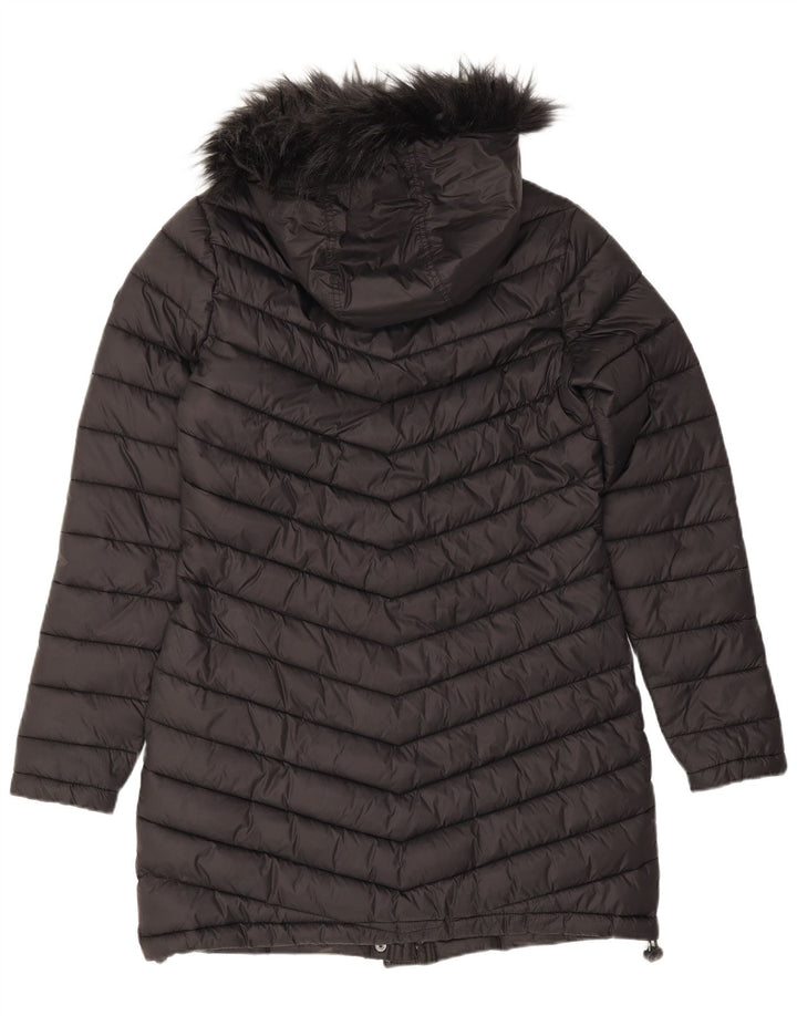 Женское пуховое пальто с капюшоном Superdry UK 14, средний черный нейлон