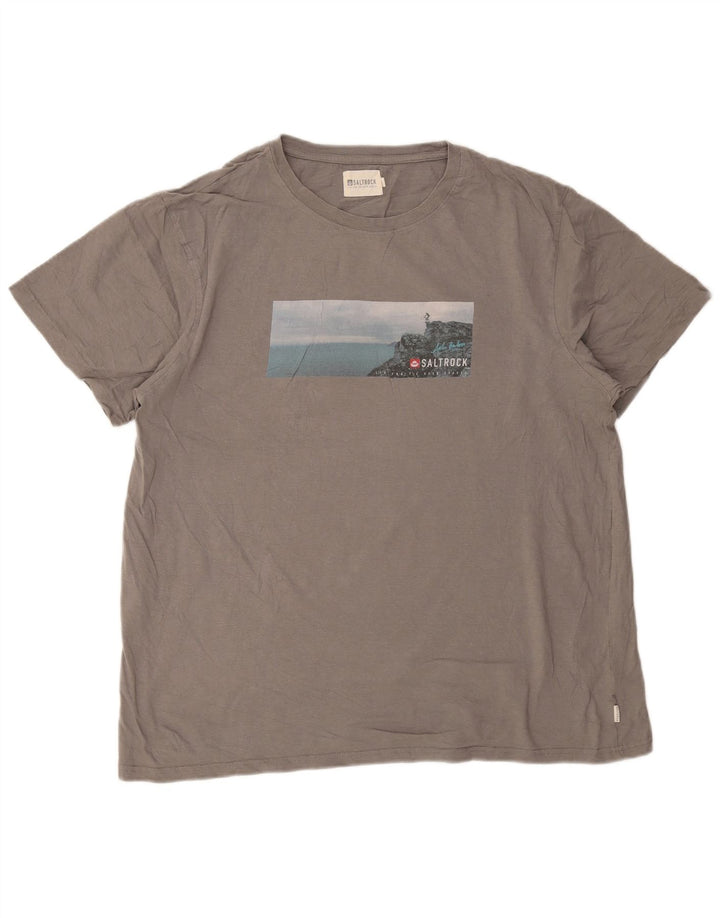 Мужская футболка Saltrock с рисунком, 2XL, серая, хлопок