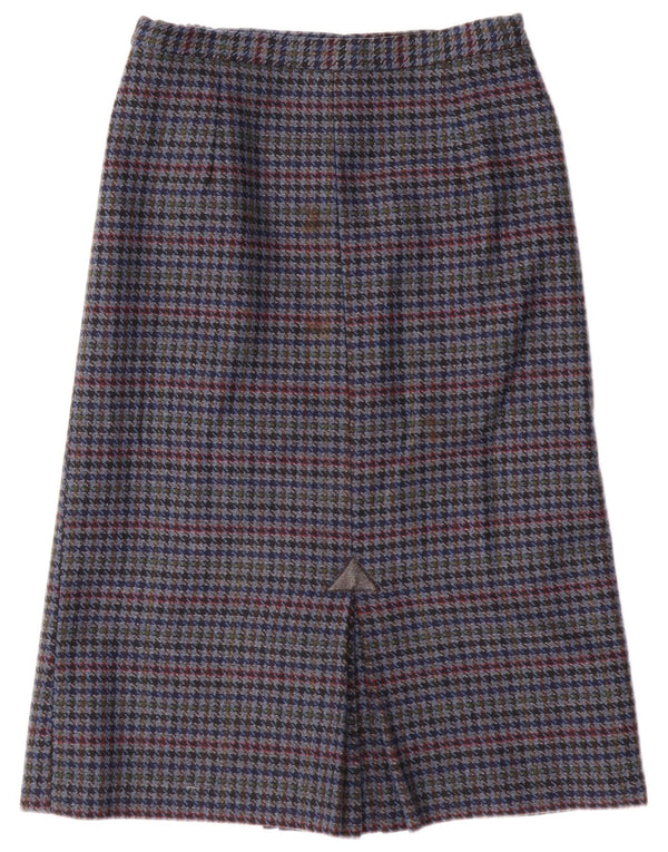 Винтажная женская юбка-карандаш UK 14, средний размер W28, синяя с узором «гусиные лапки»