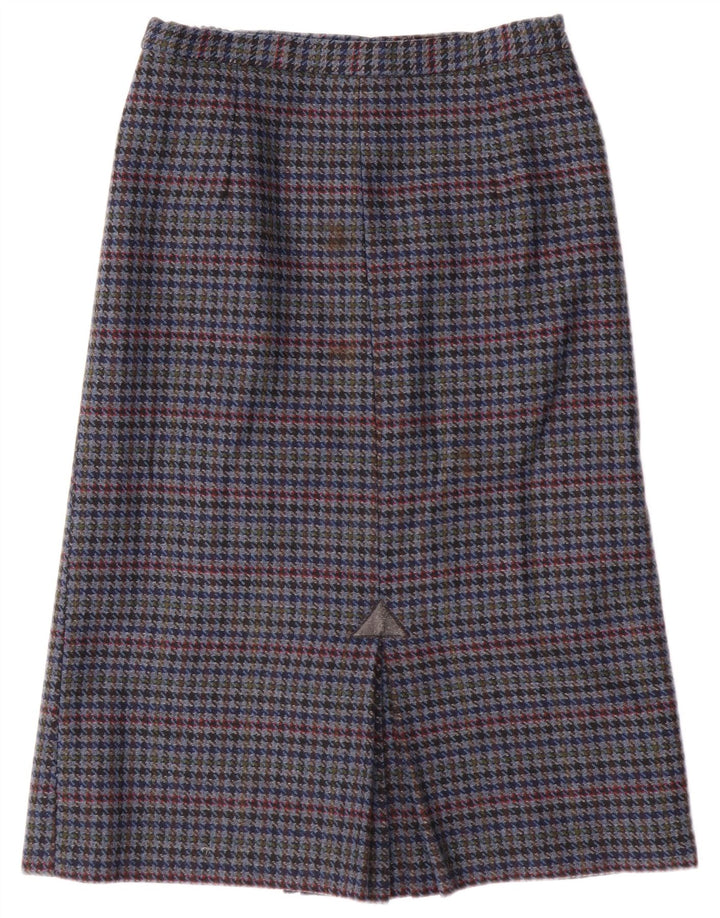 Винтажная женская юбка-карандаш UK 14, средний размер W28, синяя с узором «гусиные лапки»