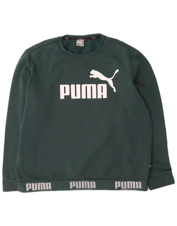 Мужской свитшот с рисунком Puma XL, зеленый хлопок