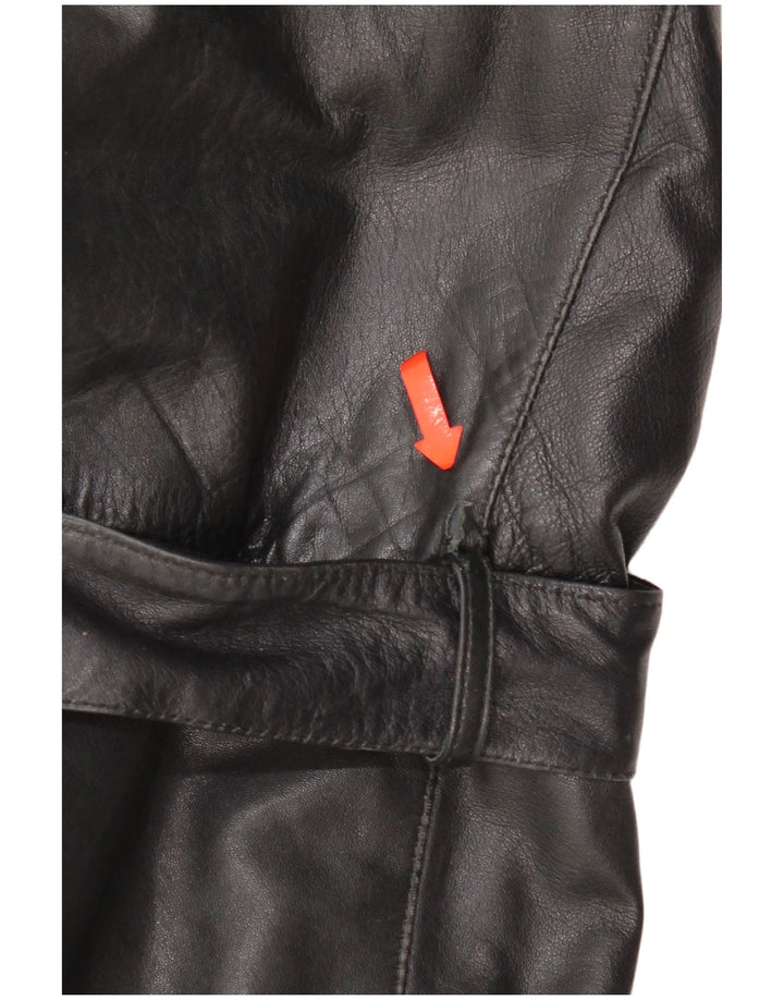 Винтажная женская кожаная куртка UK 16, большая черная кожаная