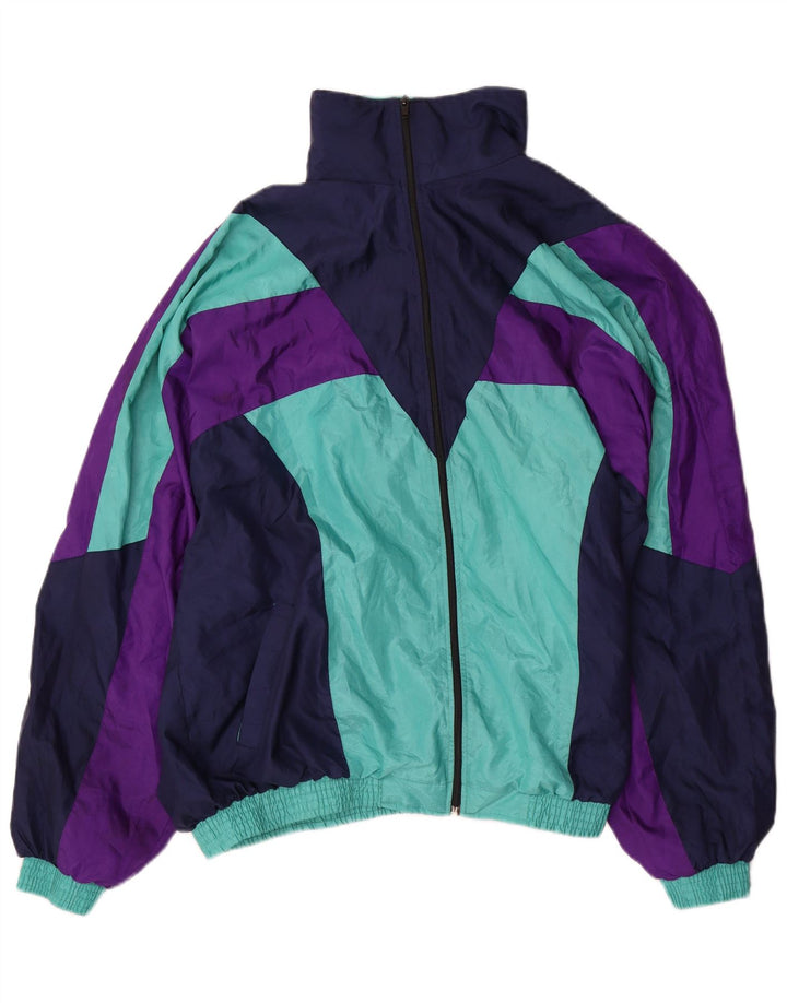 Винтажный мужской спортивный костюм, верхняя куртка, большой разноцветный полиамид с цветными блоками