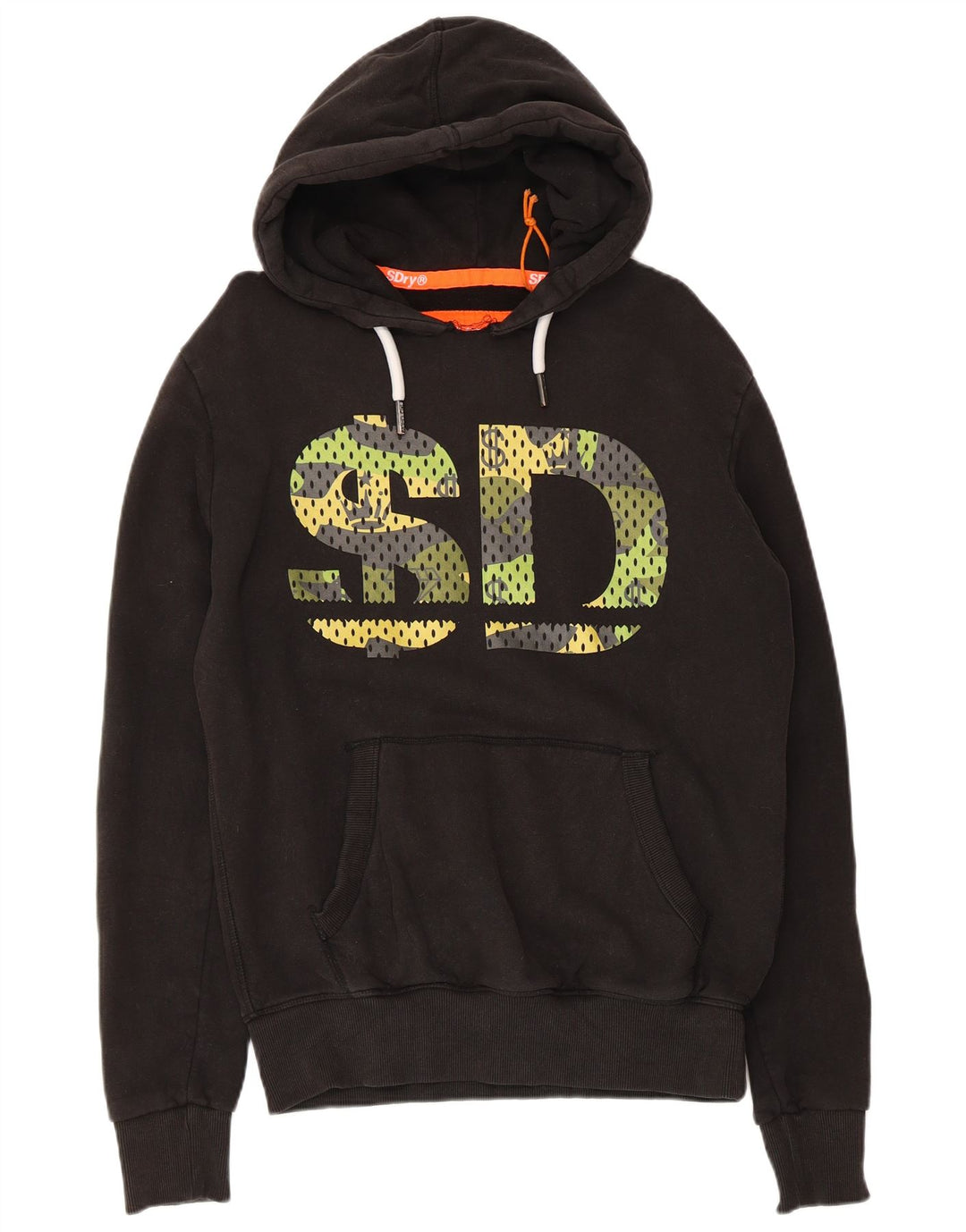 Мужской джемпер с капюшоном Superdry, черный, хлопковый, среднего размера