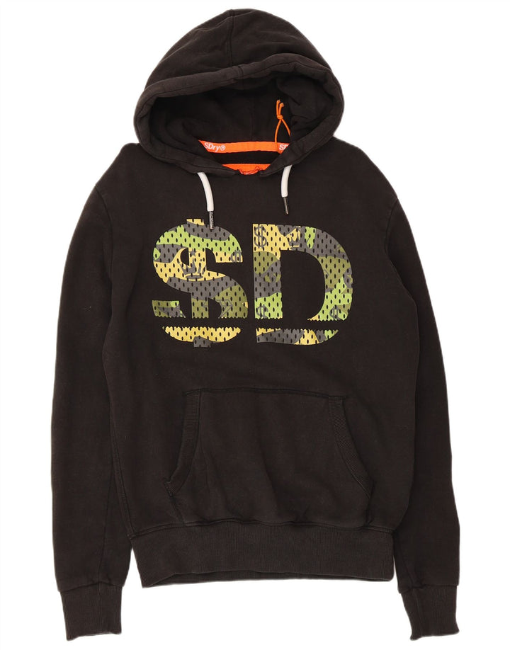 Мужской джемпер с капюшоном Superdry, черный, хлопковый, среднего размера