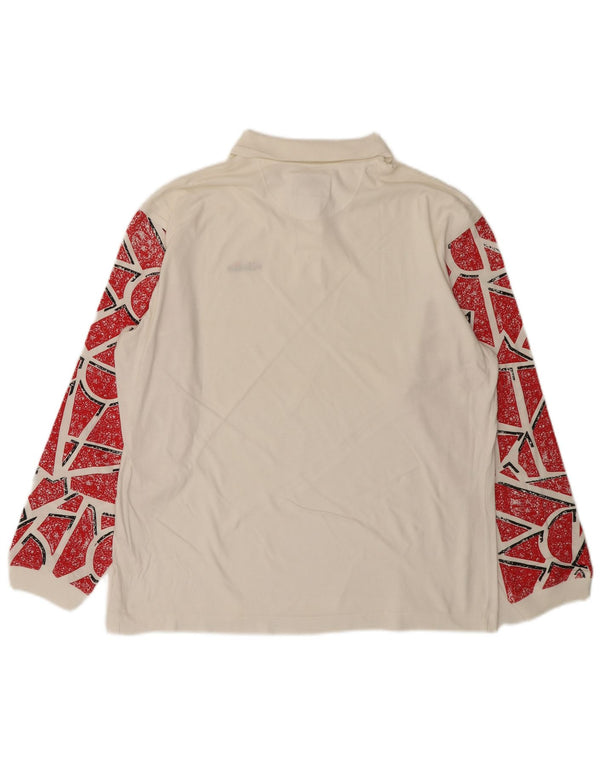 Мужская рубашка-поло ELLESSE IT 50 с длинным рукавом, средний белый хлопок с геометрическим рисунком