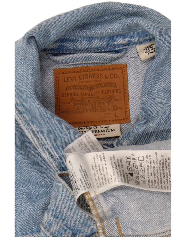 Женская укороченная джинсовая куртка Levi's UK 16, большой синий цветочный хлопок