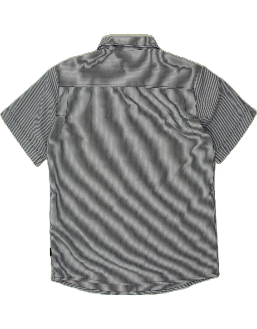 JACK WOLFSKIN Mens Short Sleeve Shirt Medium Navy Blue Striped Vintage Jack Wolfskin and Second-Hand Jack Wolfskin from Messina Hembry 