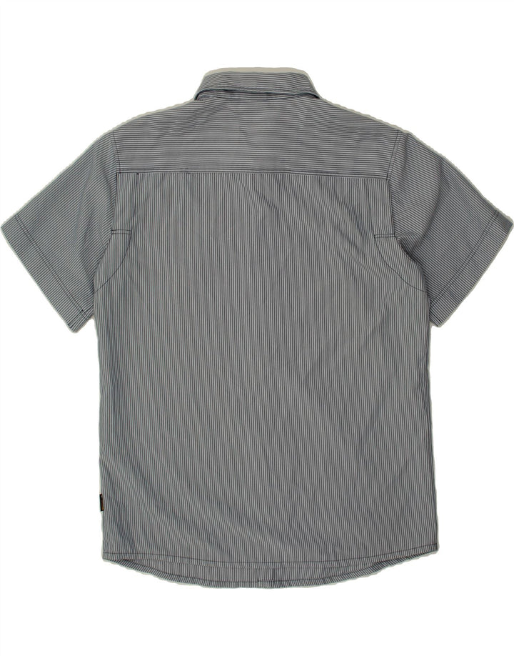 JACK WOLFSKIN Mens Short Sleeve Shirt Medium Navy Blue Striped Vintage Jack Wolfskin and Second-Hand Jack Wolfskin from Messina Hembry 