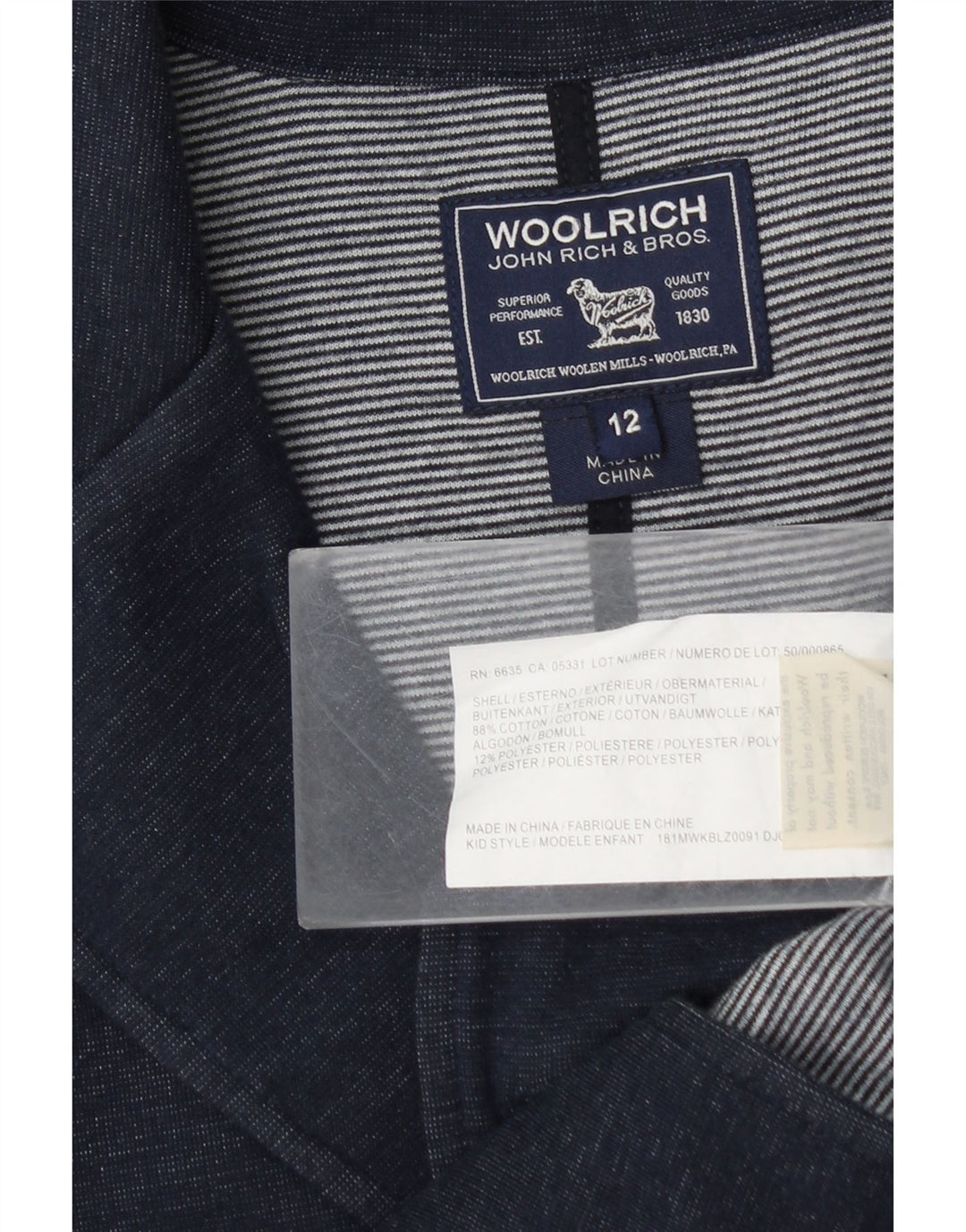Блейзер Woolrich для мальчиков на 3 пуговицах, 11–12 лет, темно-синий, хлопковый