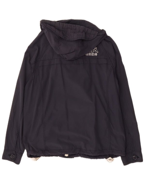 Superdry Mens Hooded Windbreaker Jacket UK 42 XL Navy Blue Cotton