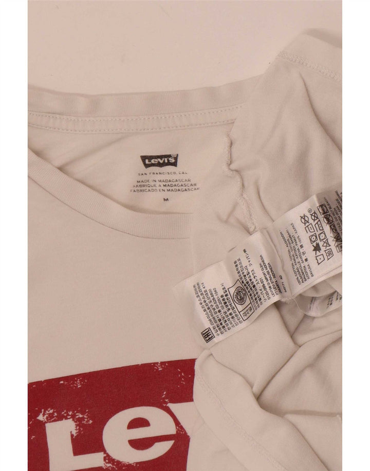 Женская футболка с рисунком Levi's Top UK 14, средний белый хлопок, белый цвет