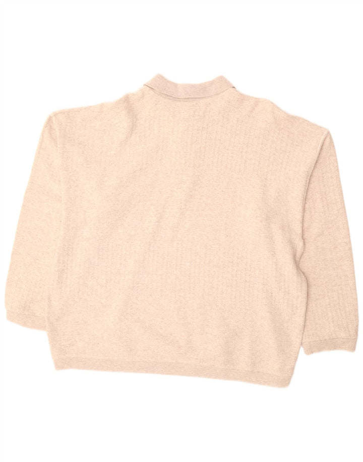 VINTAGE Мужской свитер с воротником поло 2XL Бежевый