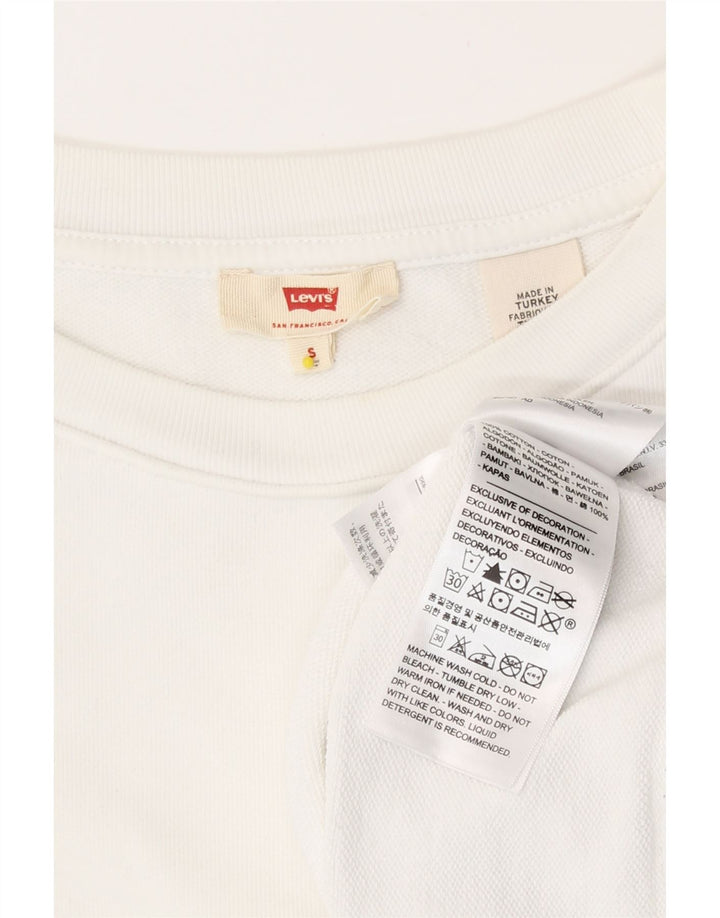 Женский укороченный свитер оверсайз с рисунком Levi's, Великобритания, 10, маленький белый