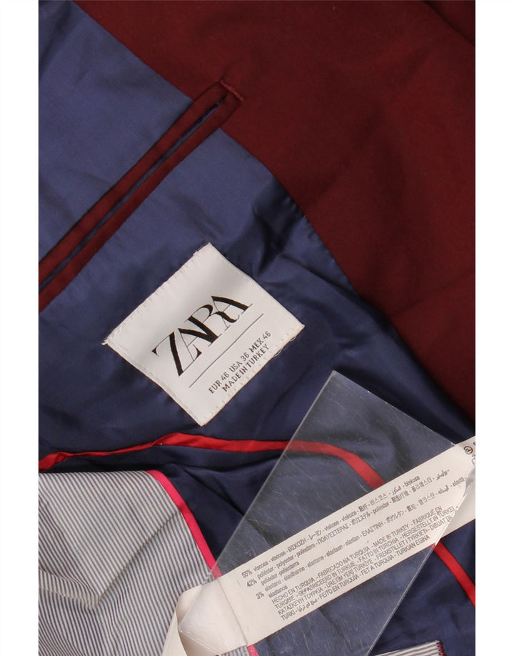 Мужской пиджак Zara на 2 пуговицах EU 46, маленький бордовый вискоза