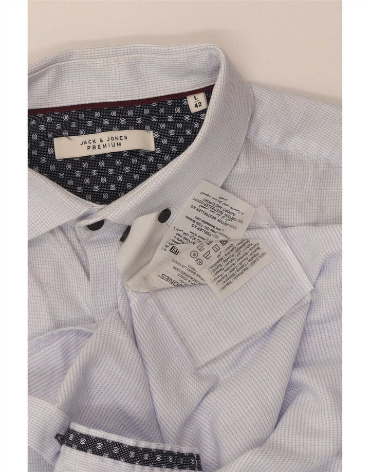 Мужская рубашка Jack & Jones, размер 42, большая синяя клетка, хлопок