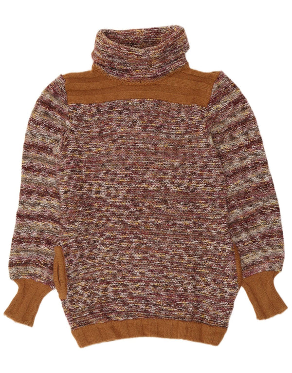 ВИНТАЖНЫЙ женский джемпер с высоким воротником, Великобритания 14, средний, в разноцветную полоску