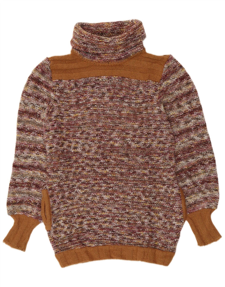 ВИНТАЖНЫЙ женский джемпер с высоким воротником, Великобритания 14, средний, в разноцветную полоску