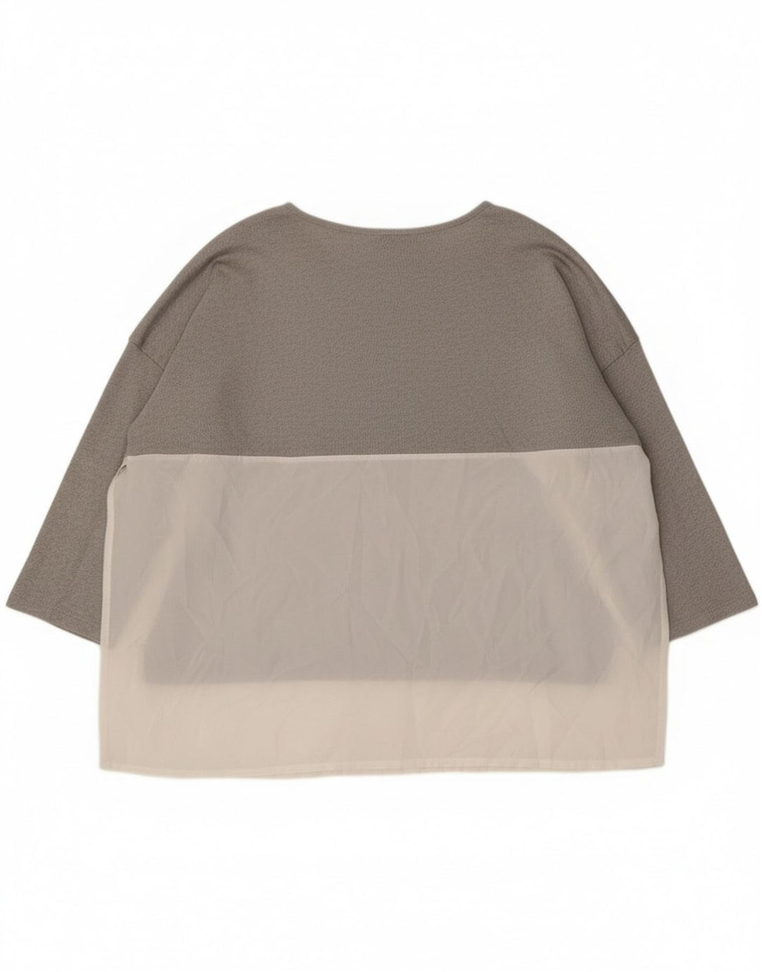 Женский топ оверсайз с рукавом 3/4 Zara UK 14, средний серый цвет с цветными блоками