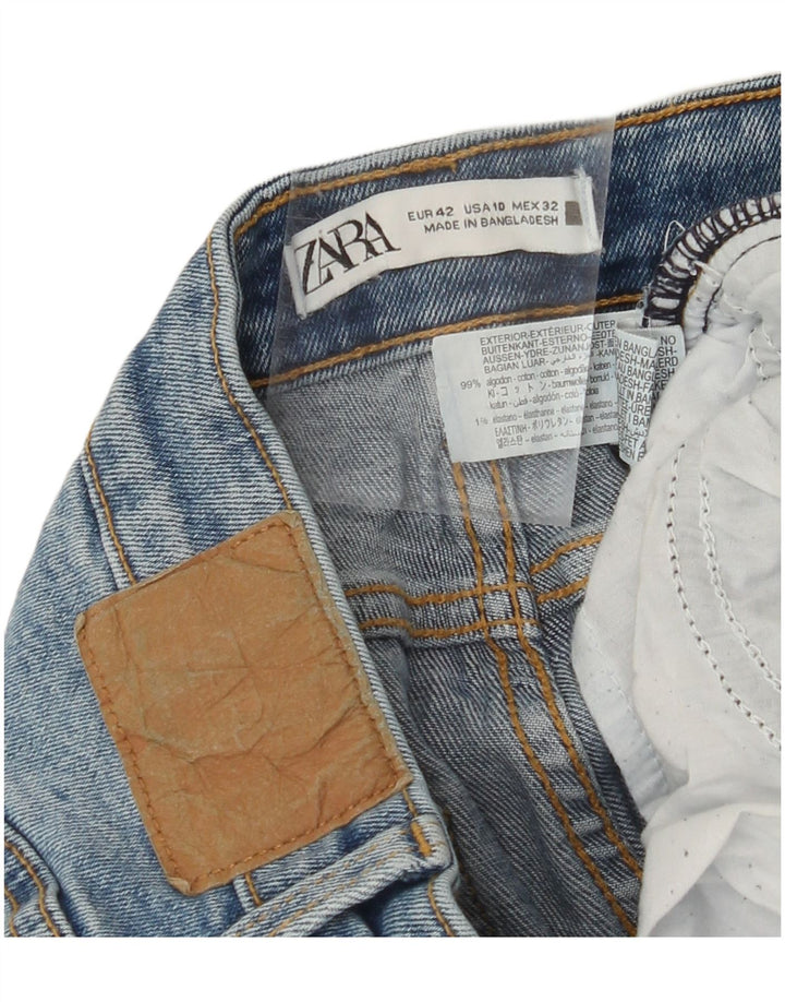Женские укороченные джинсы с высокой талией ZARA EU 42, большие W32 L24, синие, хлопок
