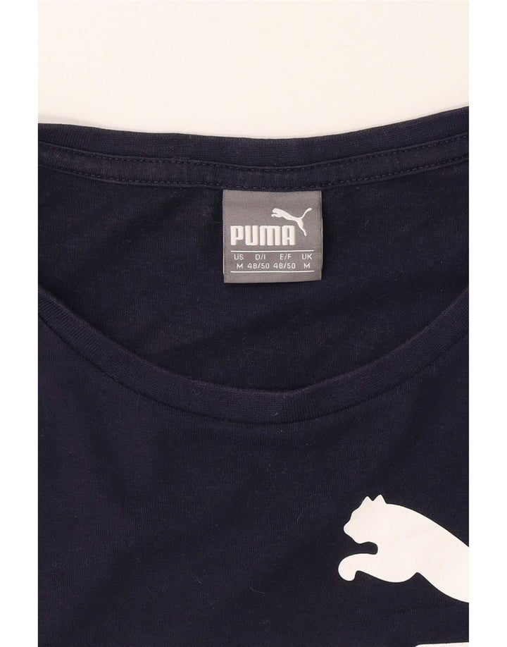 Мужская футболка с рисунком Puma, темно-синий, хлопковый топ среднего размера