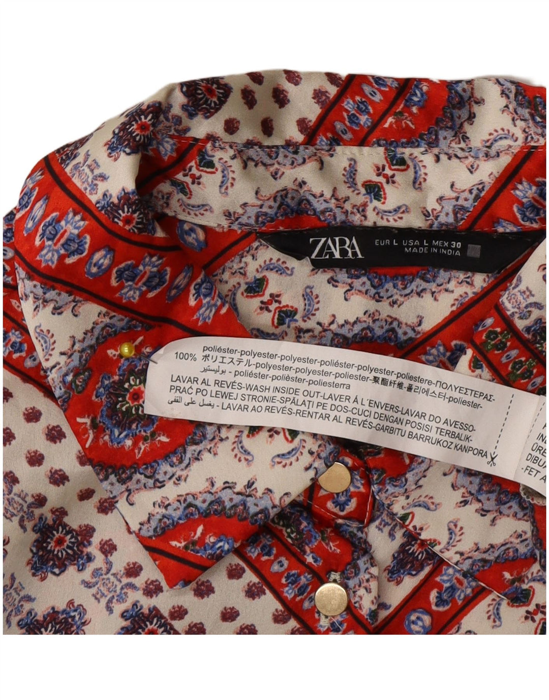 Женская блузка-рубашка Zara UK 16, большой разноцветный полиэстер с цветочным принтом