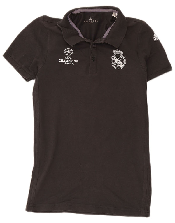 Adidas Mens Real Madrid Graphic Polo Shirt Small Grey Cotton