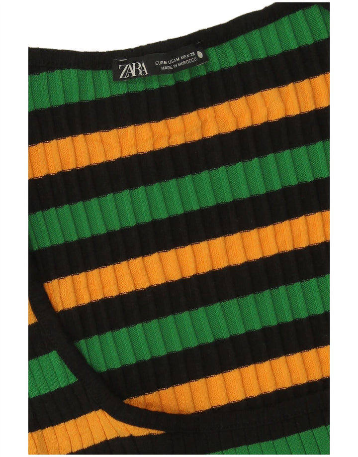 Женский укороченный топ Zara UK 12, средний, разноцветный в полоску