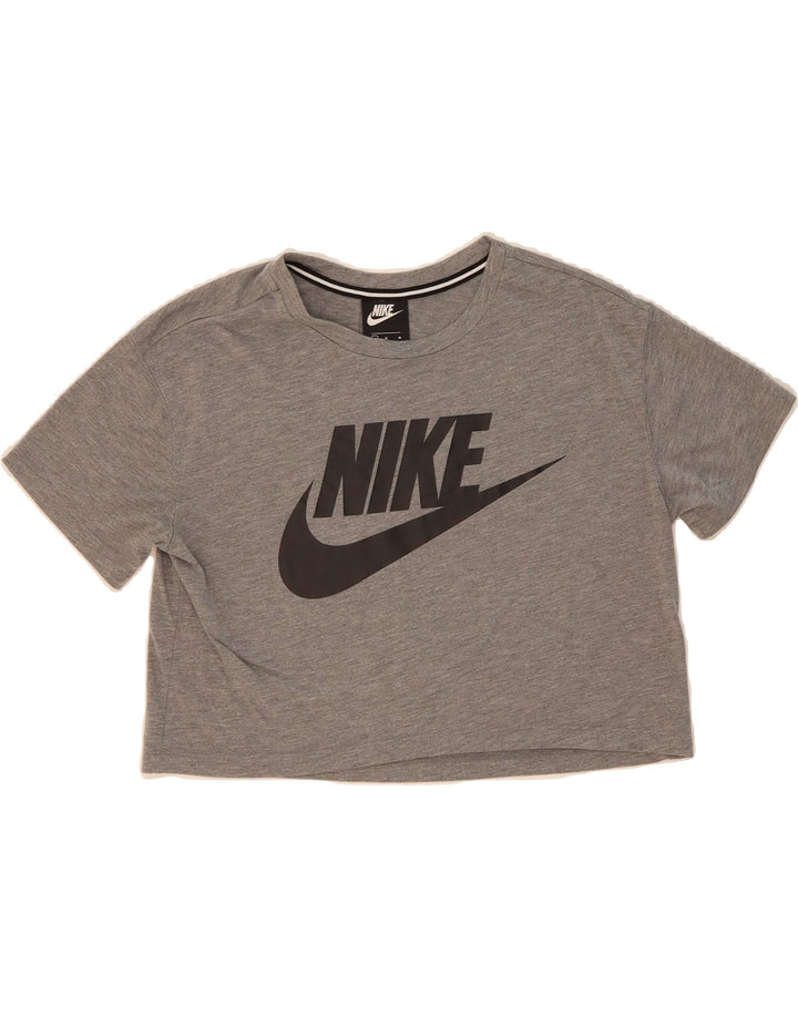 NIKE Womens Crop Graphic T-Shirt Top UK 14 Medium Grey Vintage Nike and Second-Hand Nike from Messina Hembry 