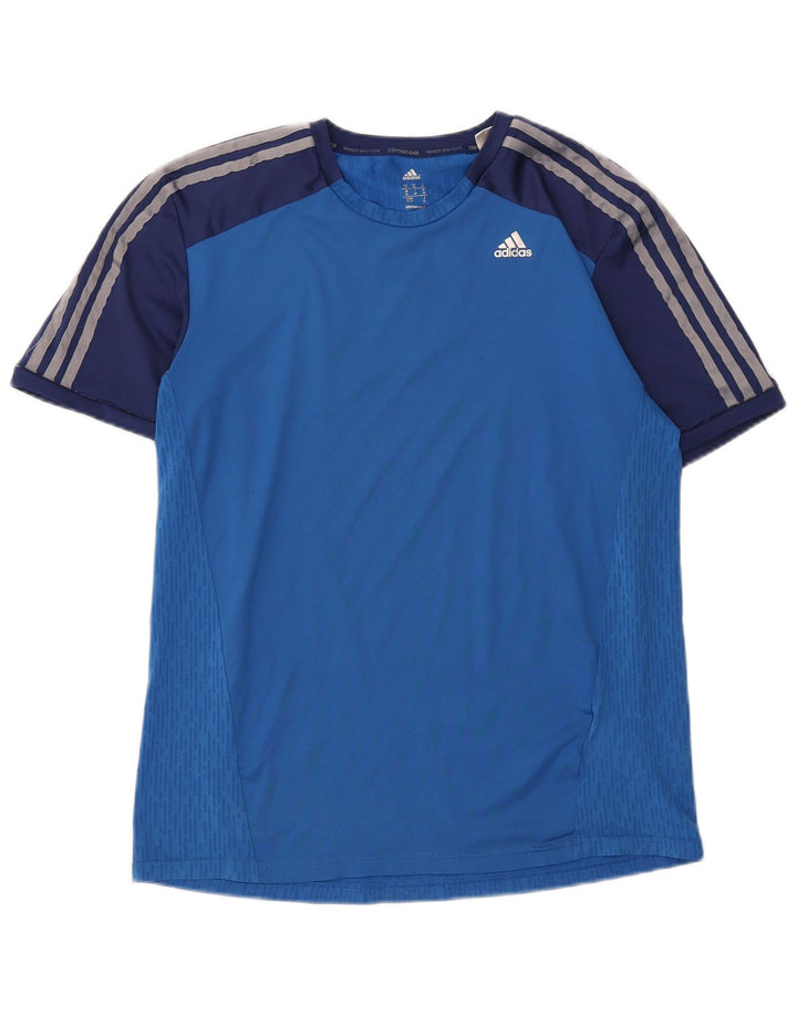 ADIDAS Mens T-Shirt Top Medium Blue Colourblock Polyester Sports