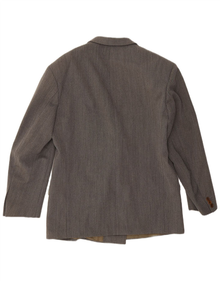 Винтажный мужской двубортный пиджак IT 50, большой серый шерстяной