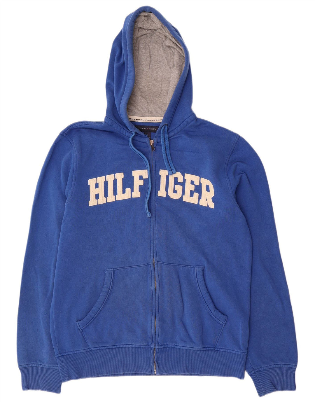 Мужской свитер с капюшоном и молнией с графическим рисунком Tommy Hilfiger, средний синий с цветными блоками