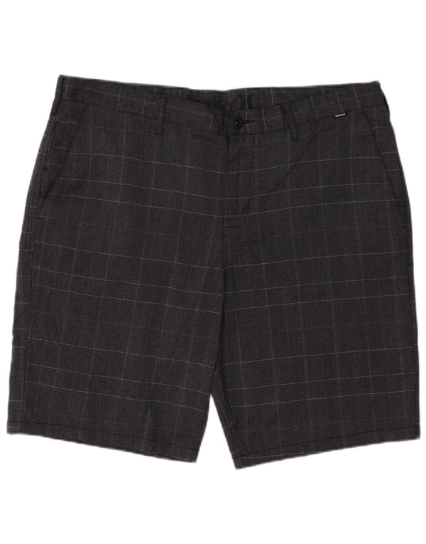 HURLEY Мужские шорты чинос W38 XL серого цвета в клетку из полиэстера
