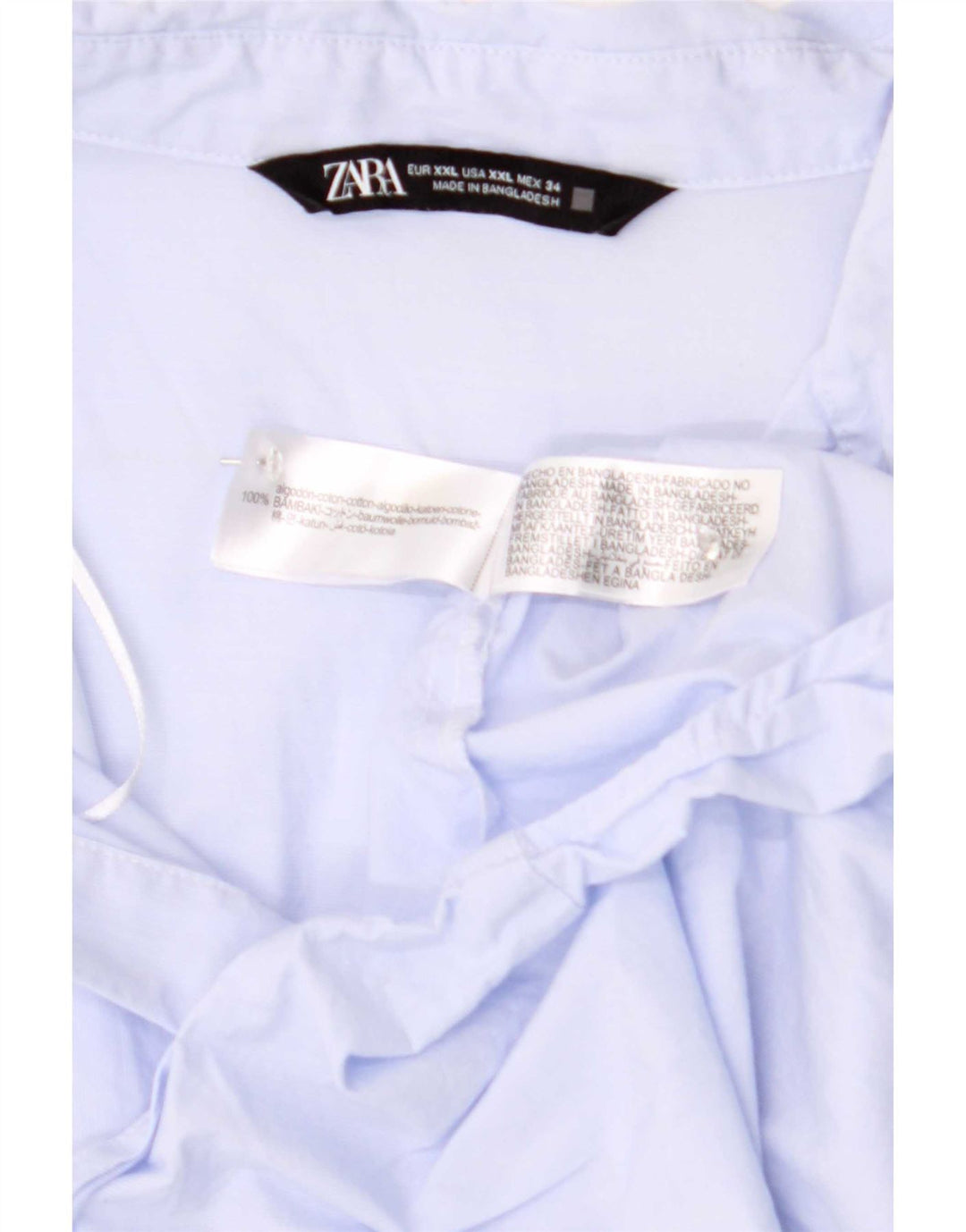 Женская рубашка Zara UK 20 2XL, синяя, хлопок