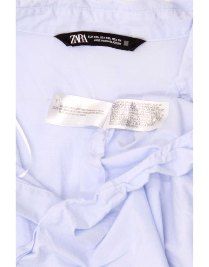 Женская рубашка Zara UK 20 2XL, синяя, хлопок