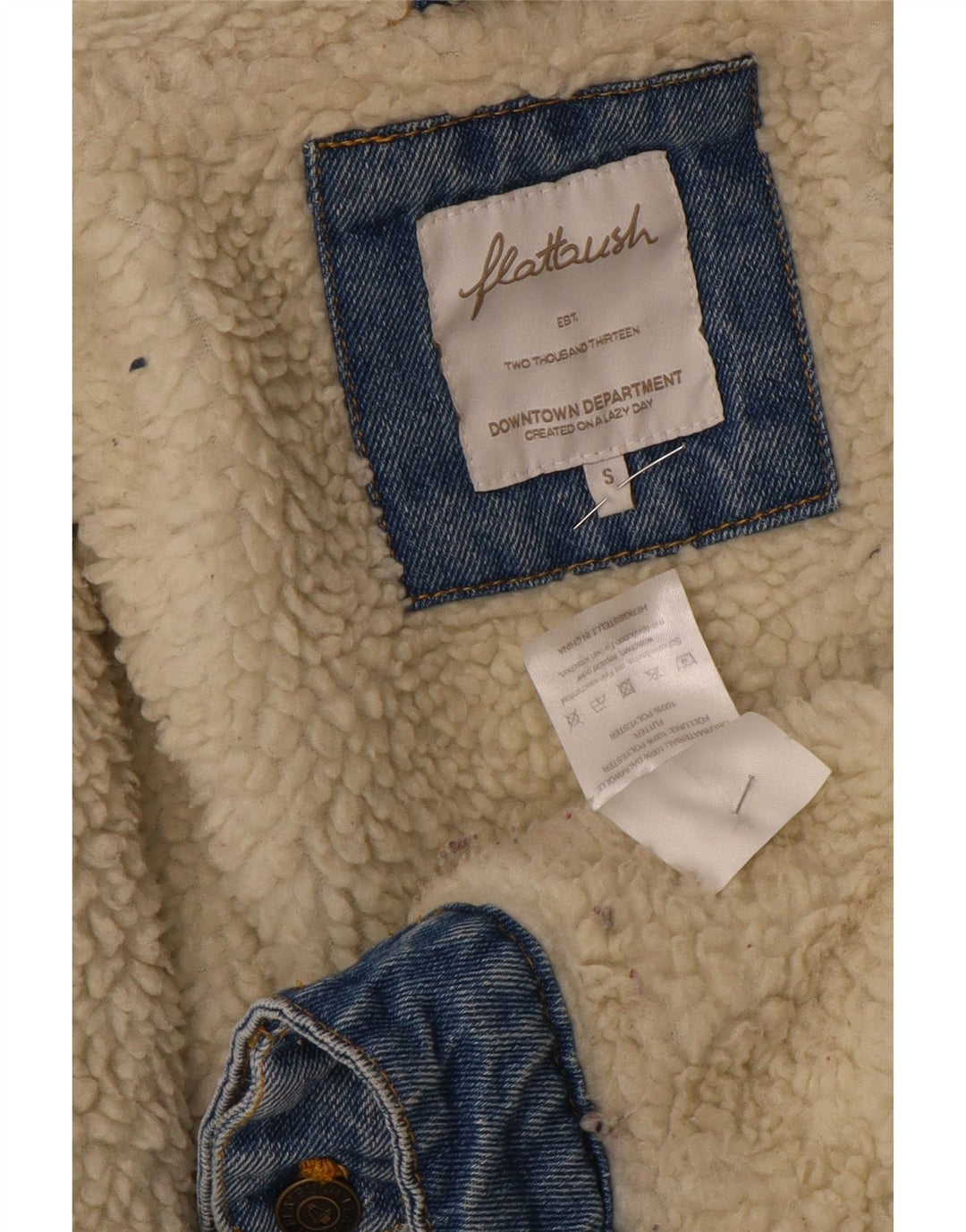 Женская джинсовая куртка из шерпа Flatbush, размер UK 10, маленький синий, полиэстер