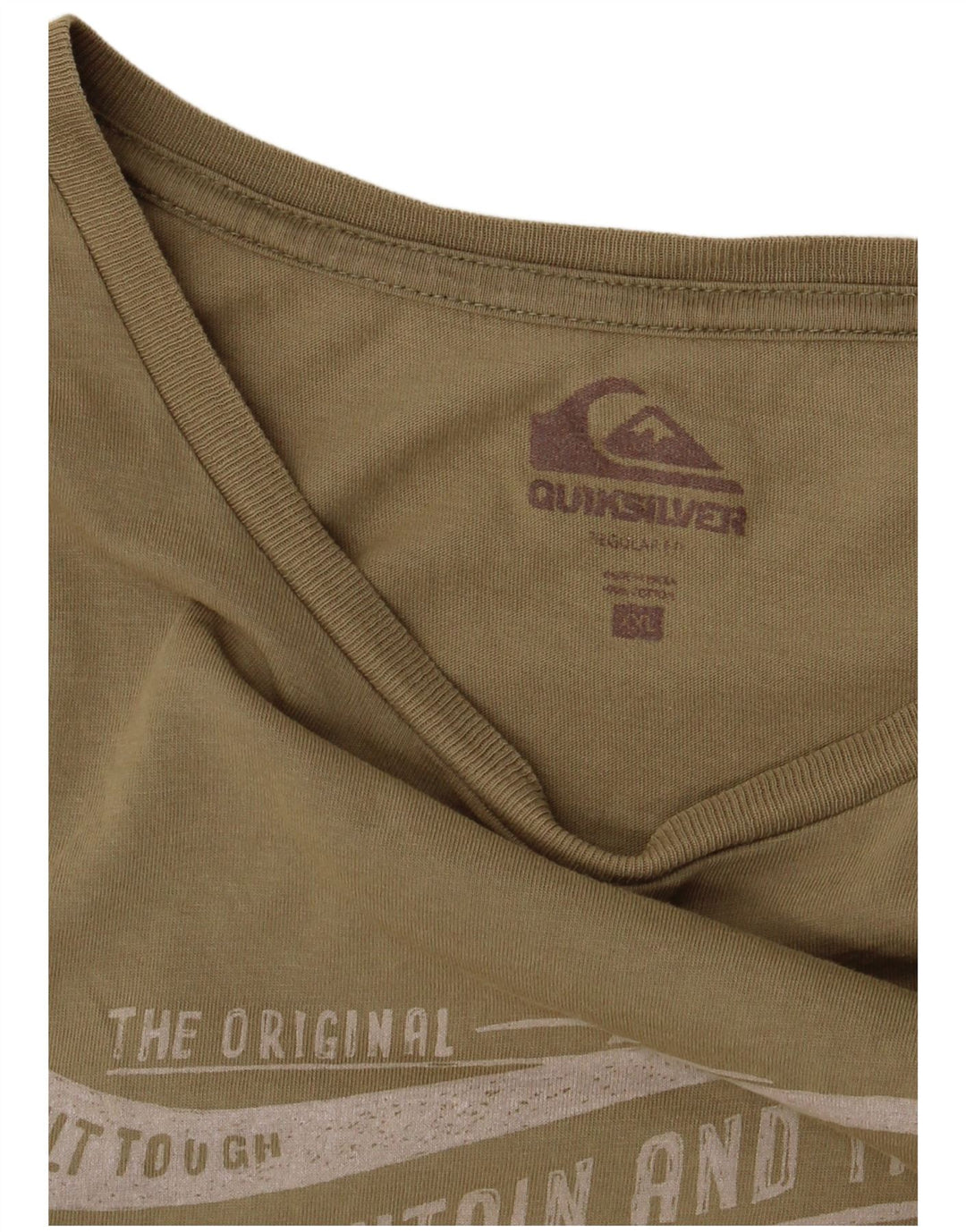 QUIKSILVER Мужская футболка с рисунком, топ 2XL, хлопок цвета хаки