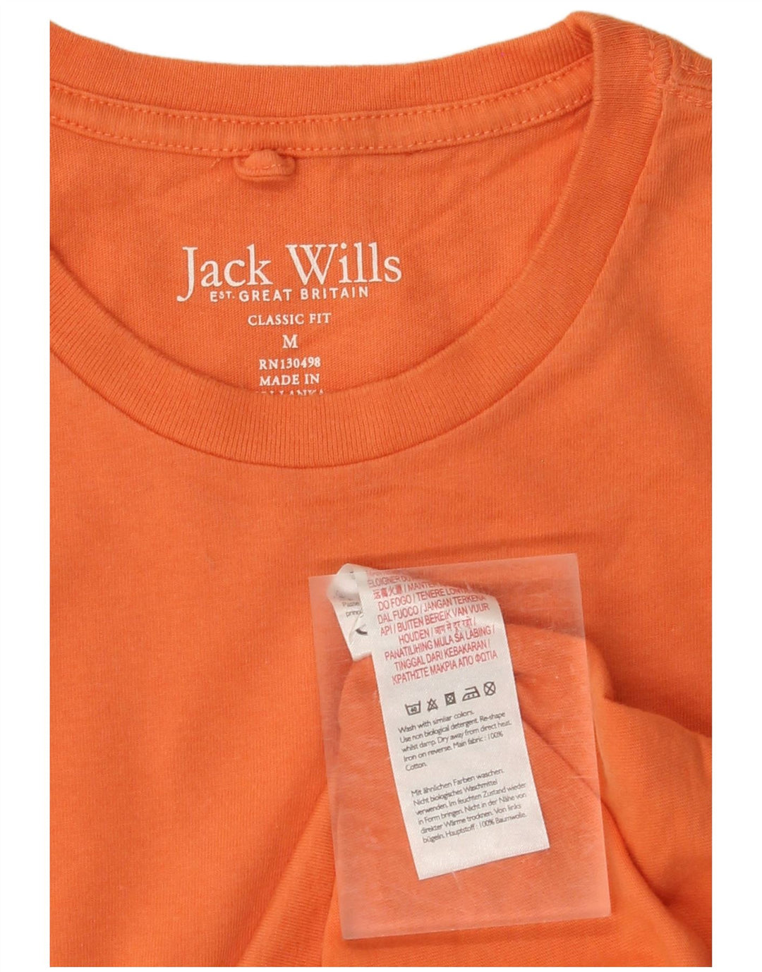 Мужская футболка классического кроя JACK WILLS, хлопковый топ среднего оранжевого цвета