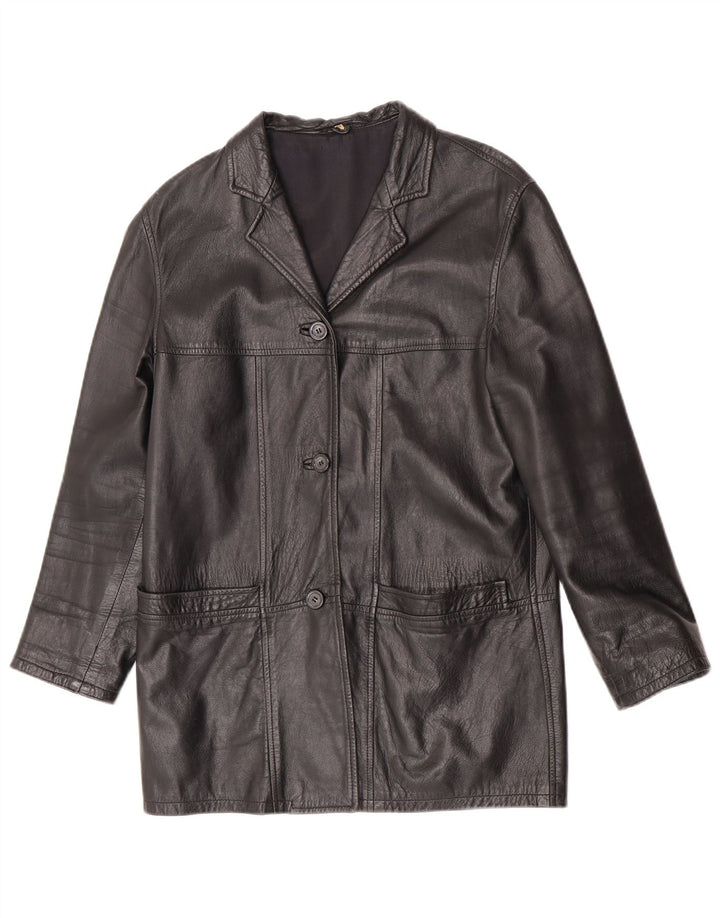 Винтажная женская кожаная куртка IT 42 Medium Black Leather