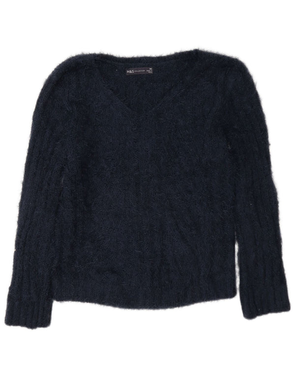Женский джемпер свободного кроя с v-образным вырезом Zara UK 6 XS, темно-синий, полиэстер