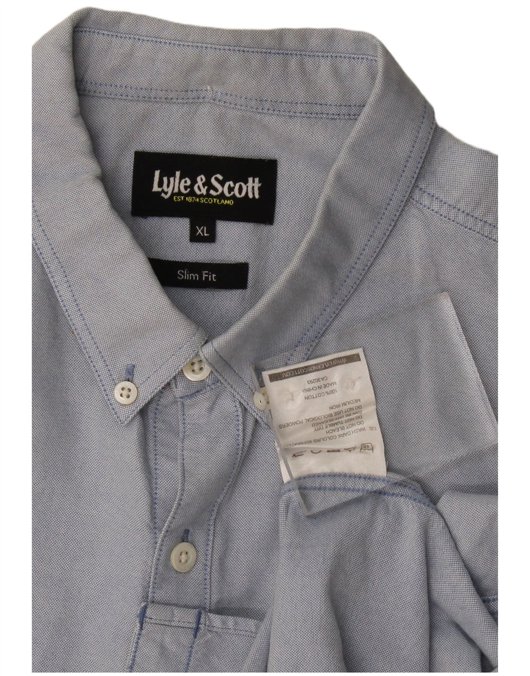 Мужская рубашка приталенного кроя Lyle & Scott XL синяя